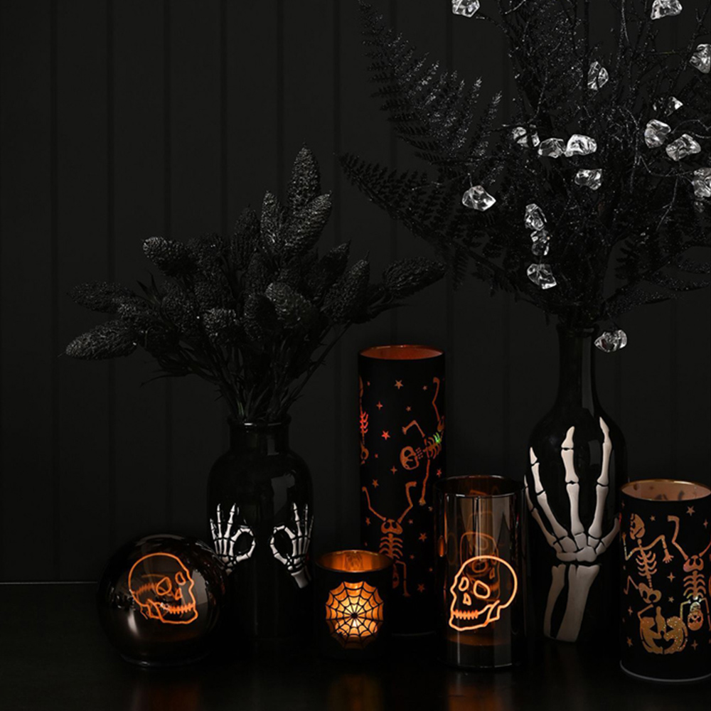 Hocus Pocus Halloween Fruit Foliage in Skeleton Hand Vase Image 2