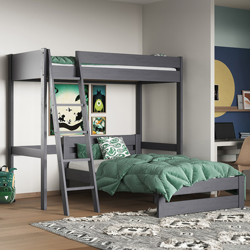 Noomi Tera Single Grey L Shaped High Sleeper with Small Double Bed Image 1