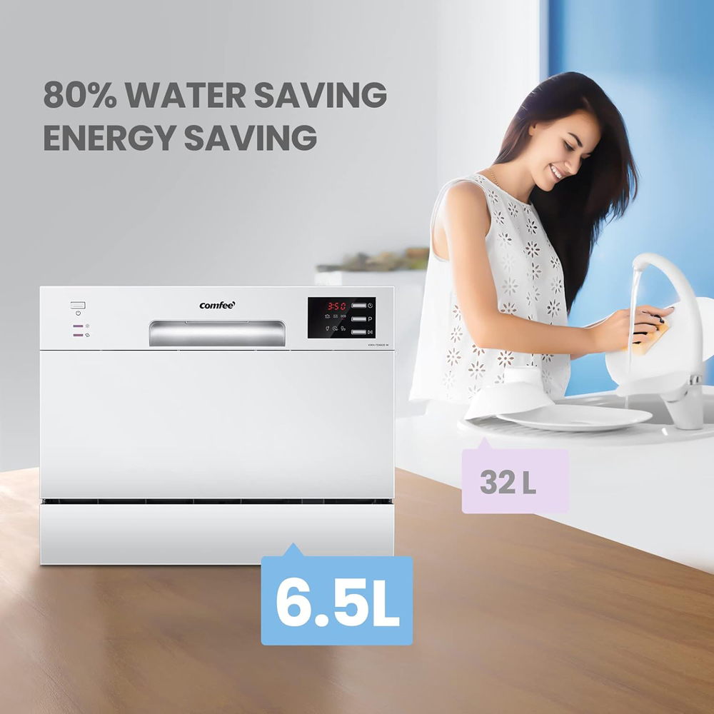 Comfee White 6.5L Freestanding Compact Dishwasher with LED Display Image 3