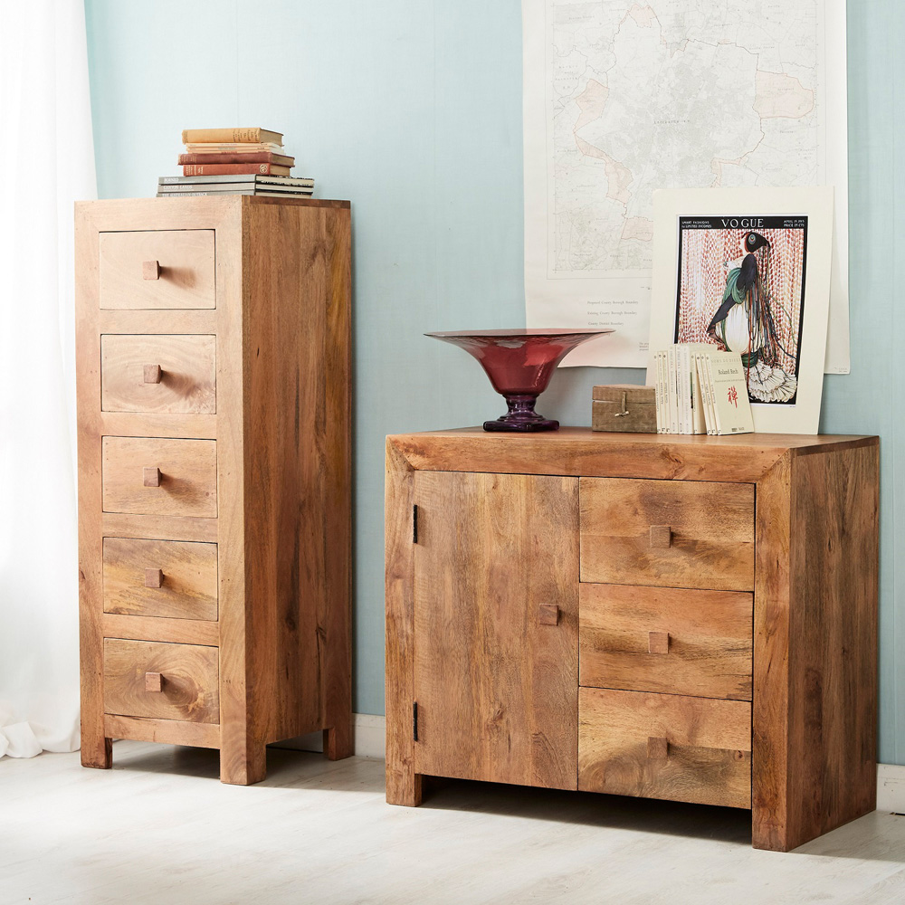 Brooklyn Napoli Toko Single Door 3 Drawer Light Mango Sideboard Image 6