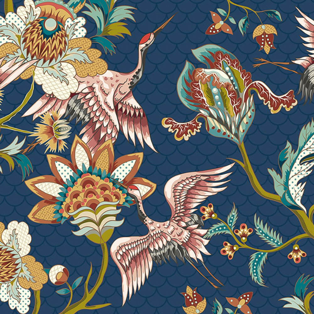 Origin Murals Cranes In Flight Blue Wall Mural Image 2