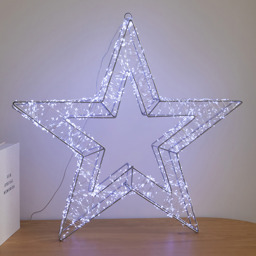 Samuel Alexander 1800 Cool White LED Light-Up Silver Christmas Galaxy Star 58cm Image 4