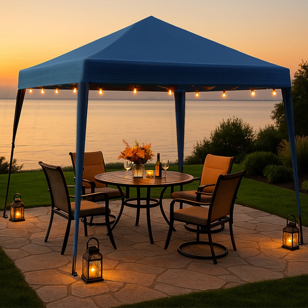 Home Source 3 x 3m Blue Easy Up Garden Outdoor Gazebo with Bag Image 1