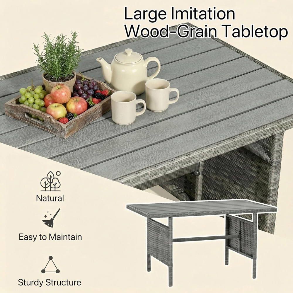 Alivio 9 Seater Grey Rattan Garden Sofa Set with Table and Cushions Image 3