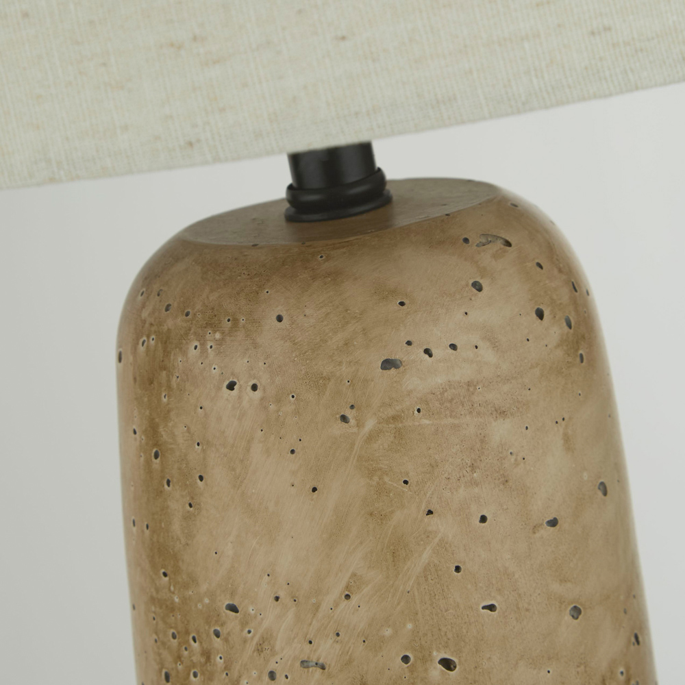 Lighting Collection Conway Natural Shade Travertine Finish Ceramic Table Lamp Image 4