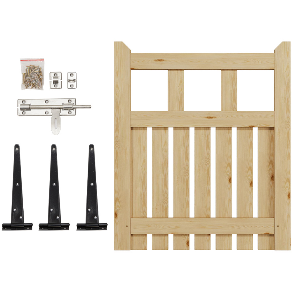 Outdoor Minimalist Nature Wooden Straight-Corner Garden Fence Door, 90 x 76 x 2.5cm Image 5