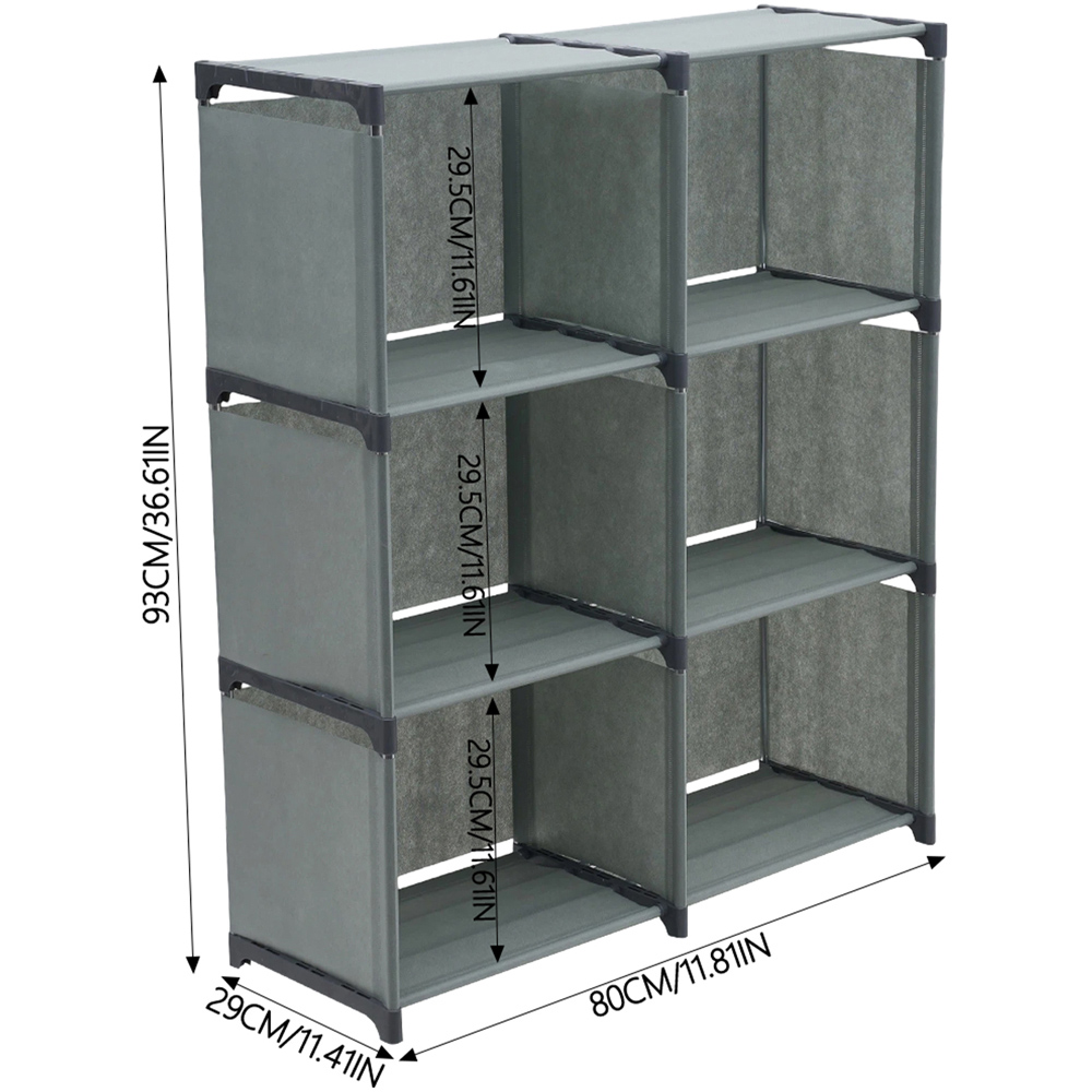 Living and Home 3-Tier Grey Double Row Storage Shelf with Metal Frame Image 8
