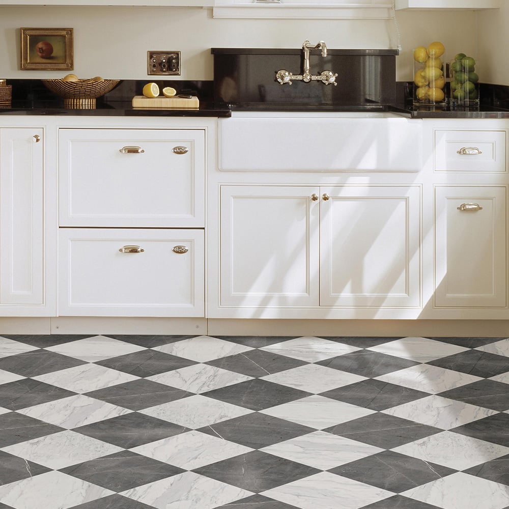 Floorpops Marble Grey and White Bonneville Peel and Stick Floor Tile 30.48 x 30.48cm 10 Pack Image 1