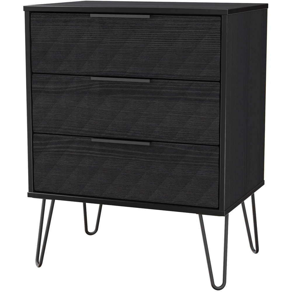 Crowndale Harlequin 3 Drawer Black Ash Midi Chest of Drawers Ready Assembled Image 2