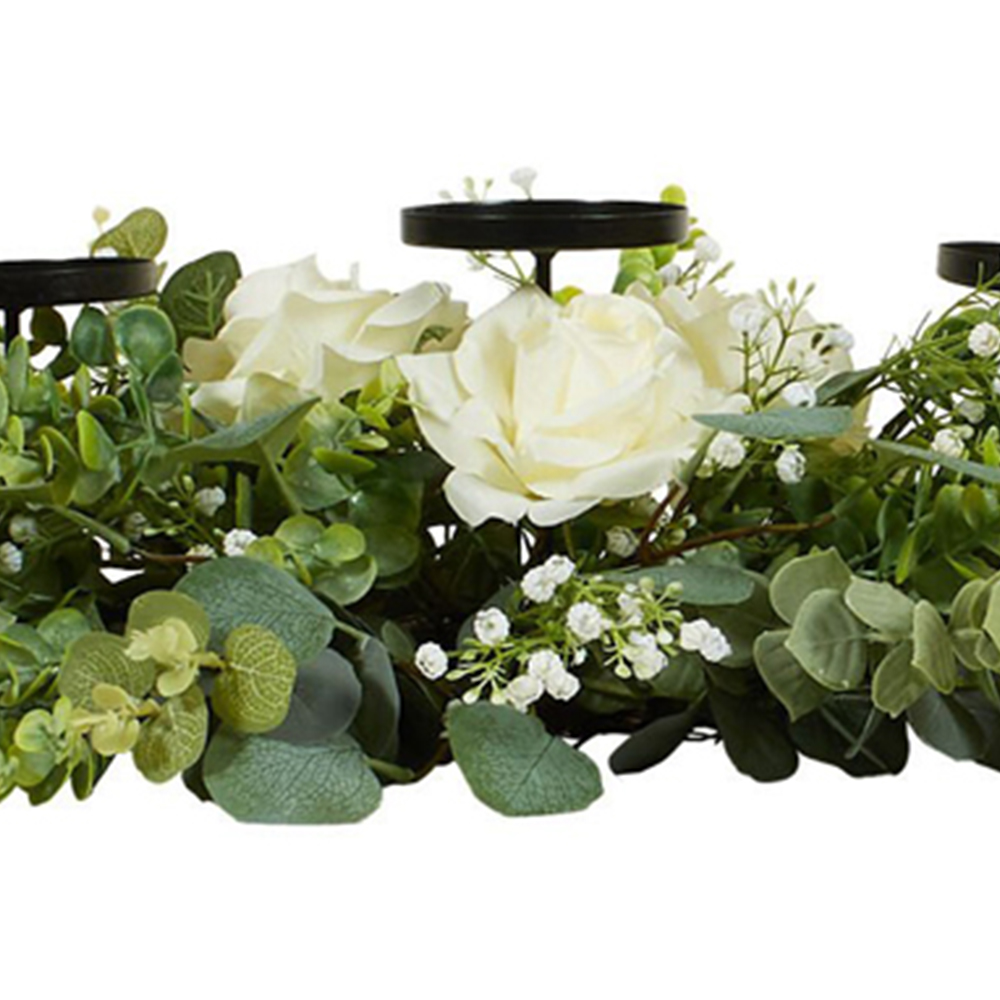 Floral Triple Centrepiece Candle Holder Green Image 6