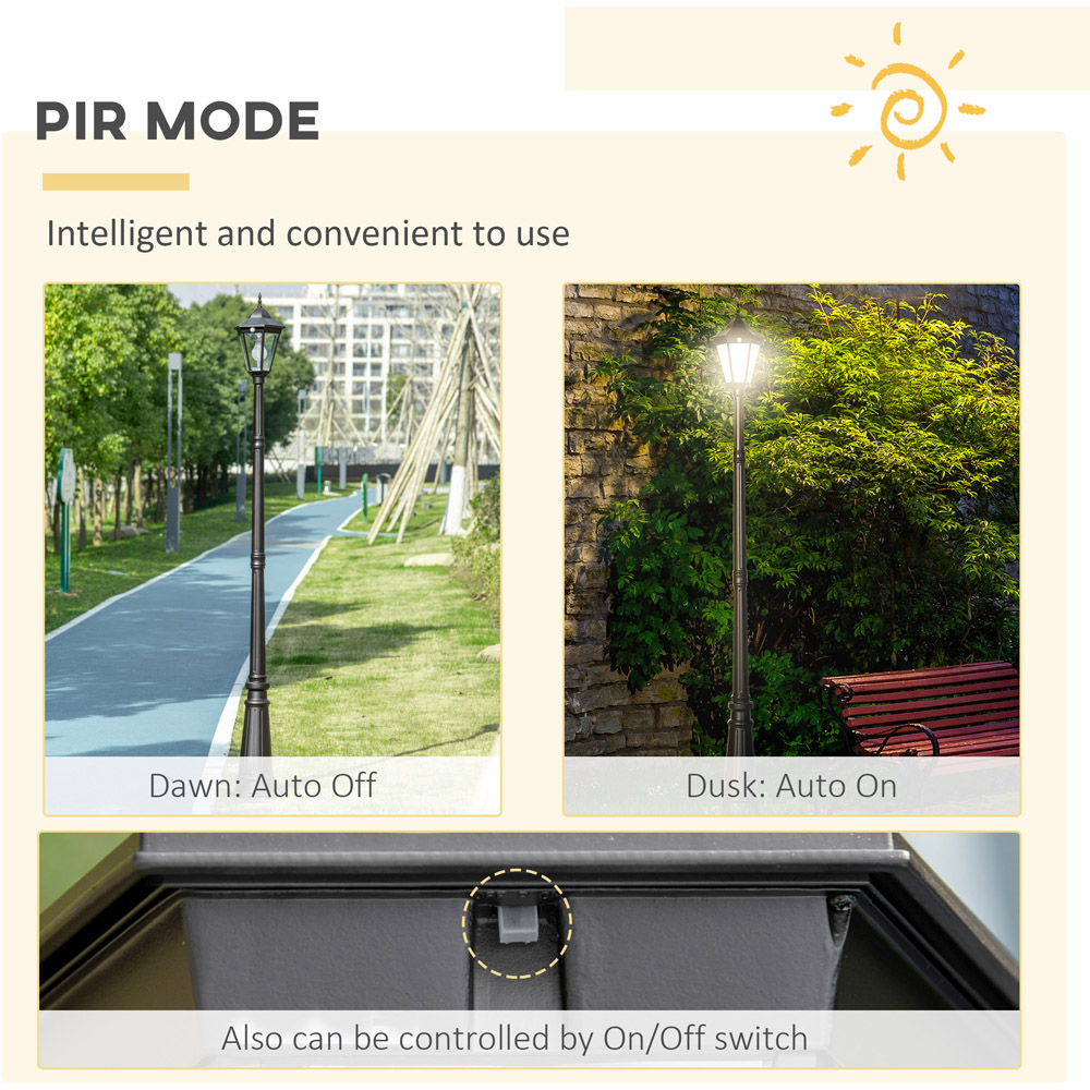 Outsunny LED Solar Lamp Post Light with PIR Motion Sensor Image 5