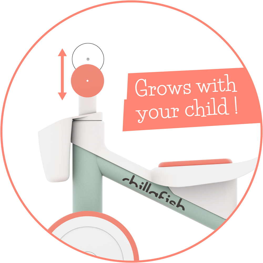 Chillafish Quadie Racer Toddlers Pink Grow with Me Grey and Orange 4 Wheel Ride On with Basket Image 4