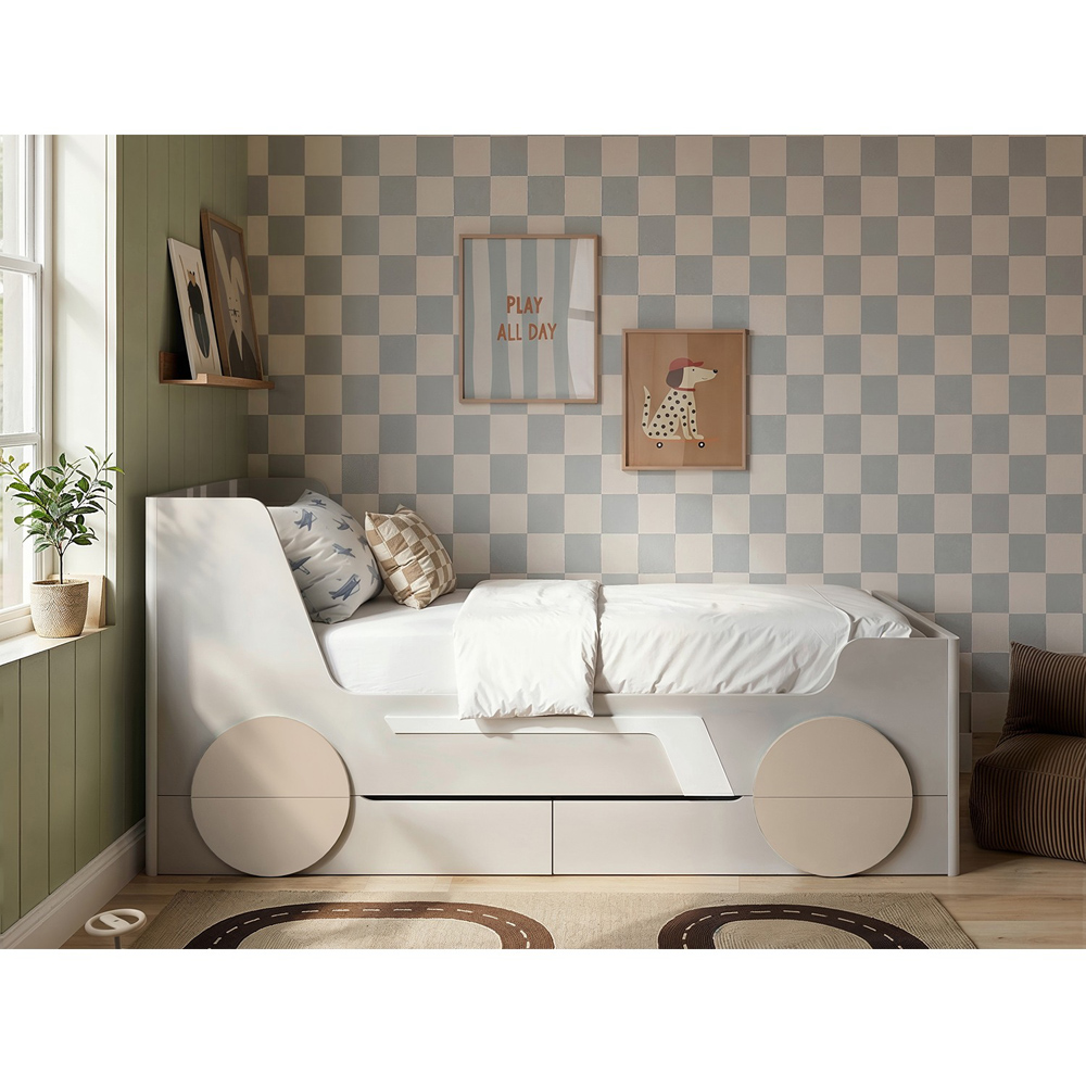 Flair Cooper Single Grey and Beige Car Bed with Drawers Image 6