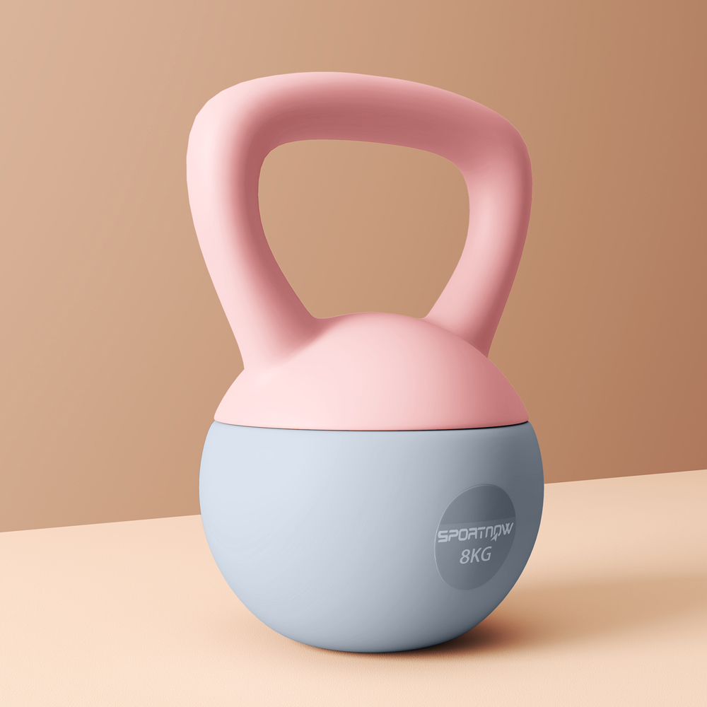 SPORTNOW Pink and Grey Soft Body Kettlebell with Non Slip Handle 8kg Image 3