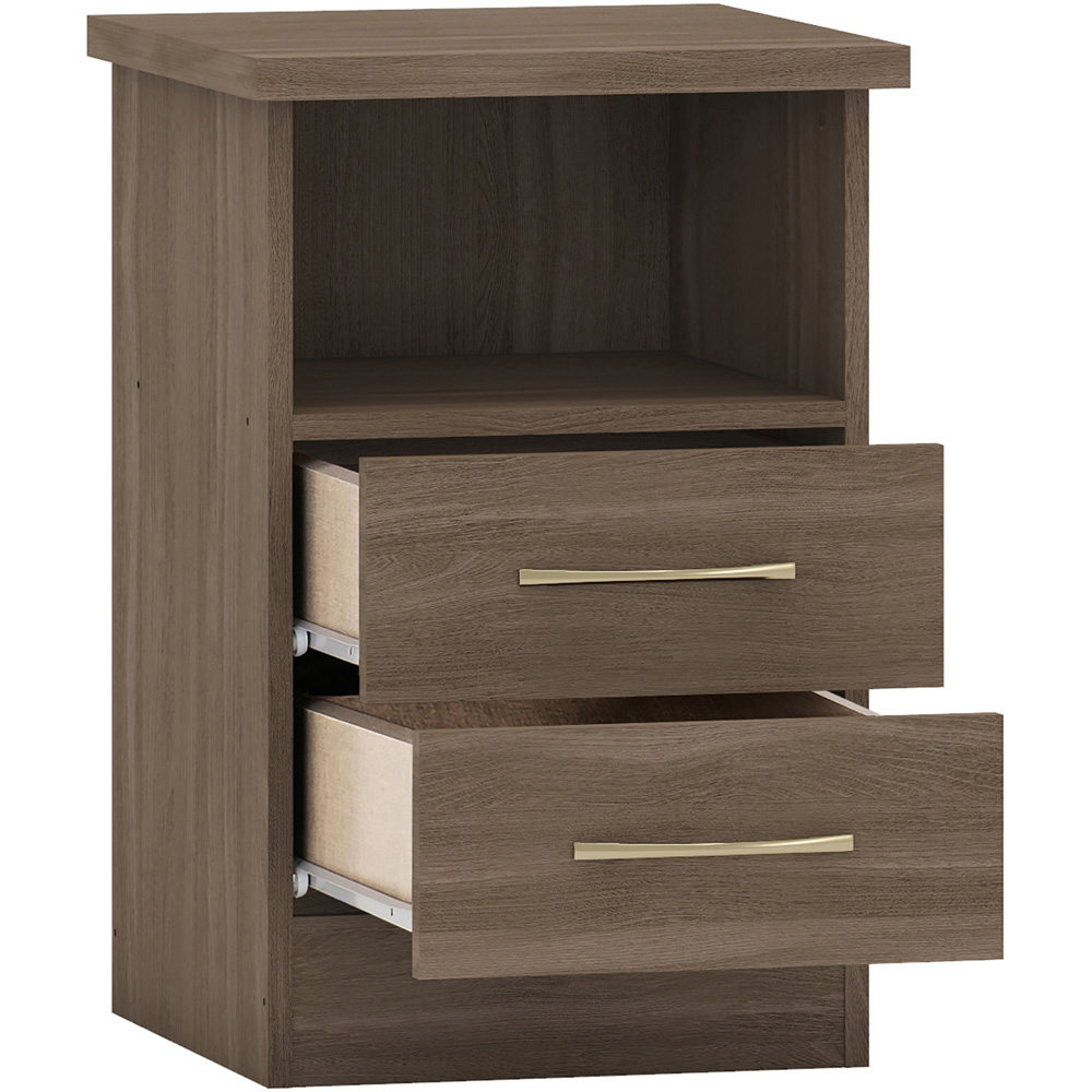 Seconique Nevada 2 Drawer Rustic Oak Effect Bedside Table Wilko