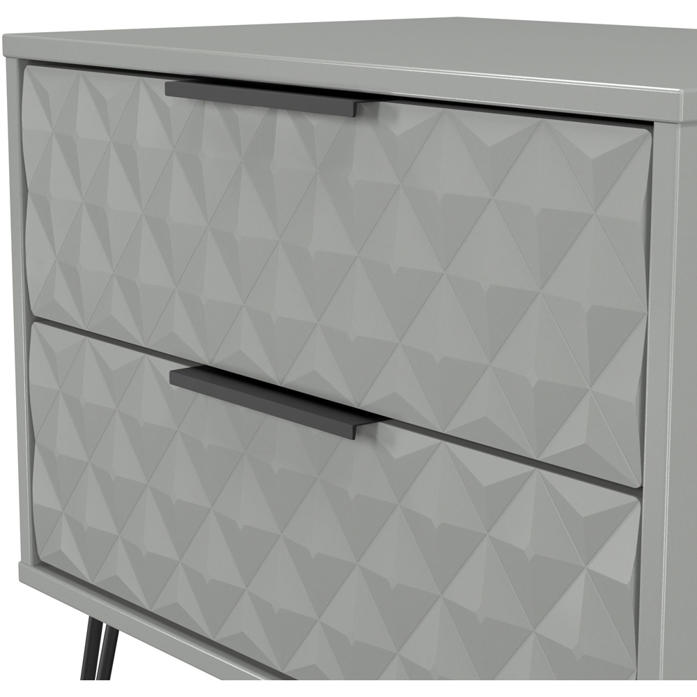 Crowndale Harlequin 2 Drawer Dusk Grey Side Table Ready Assembled Image 5