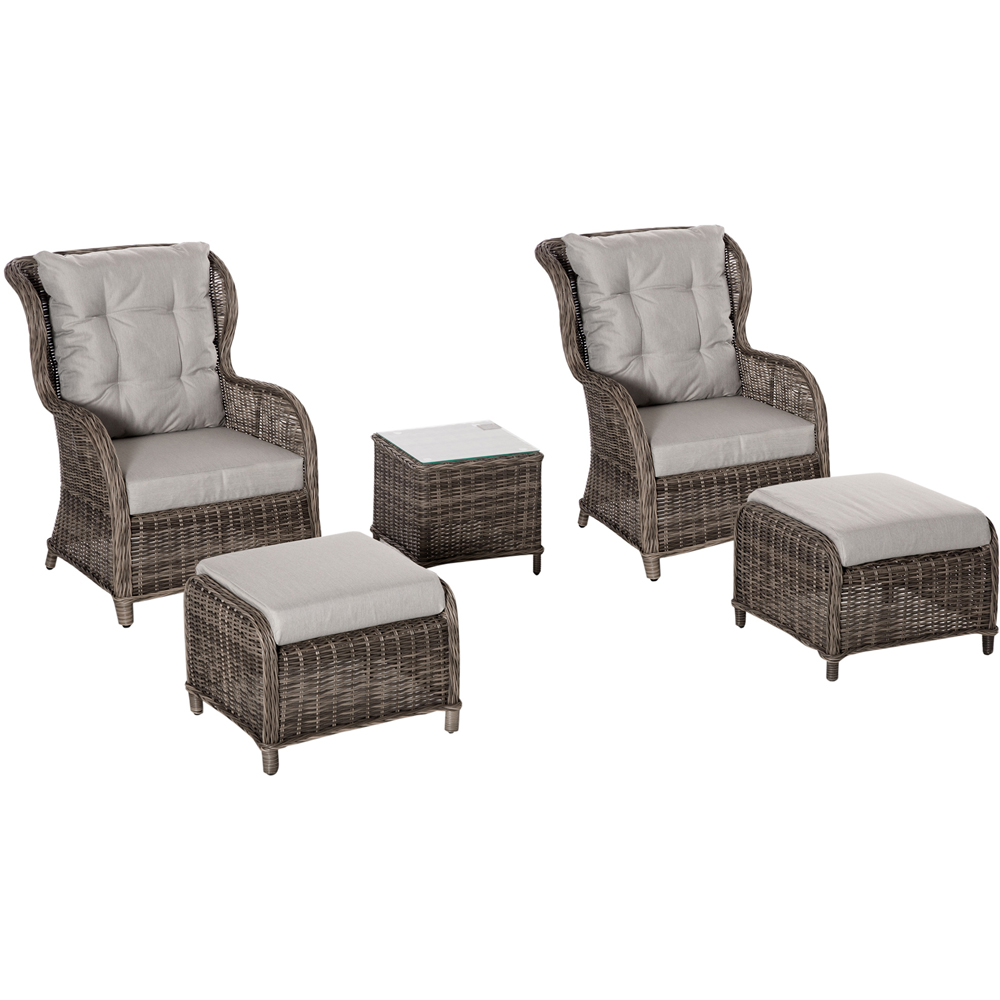 Outsunny 2 Seater Brown Rattan Sun Lounger Set Image 2