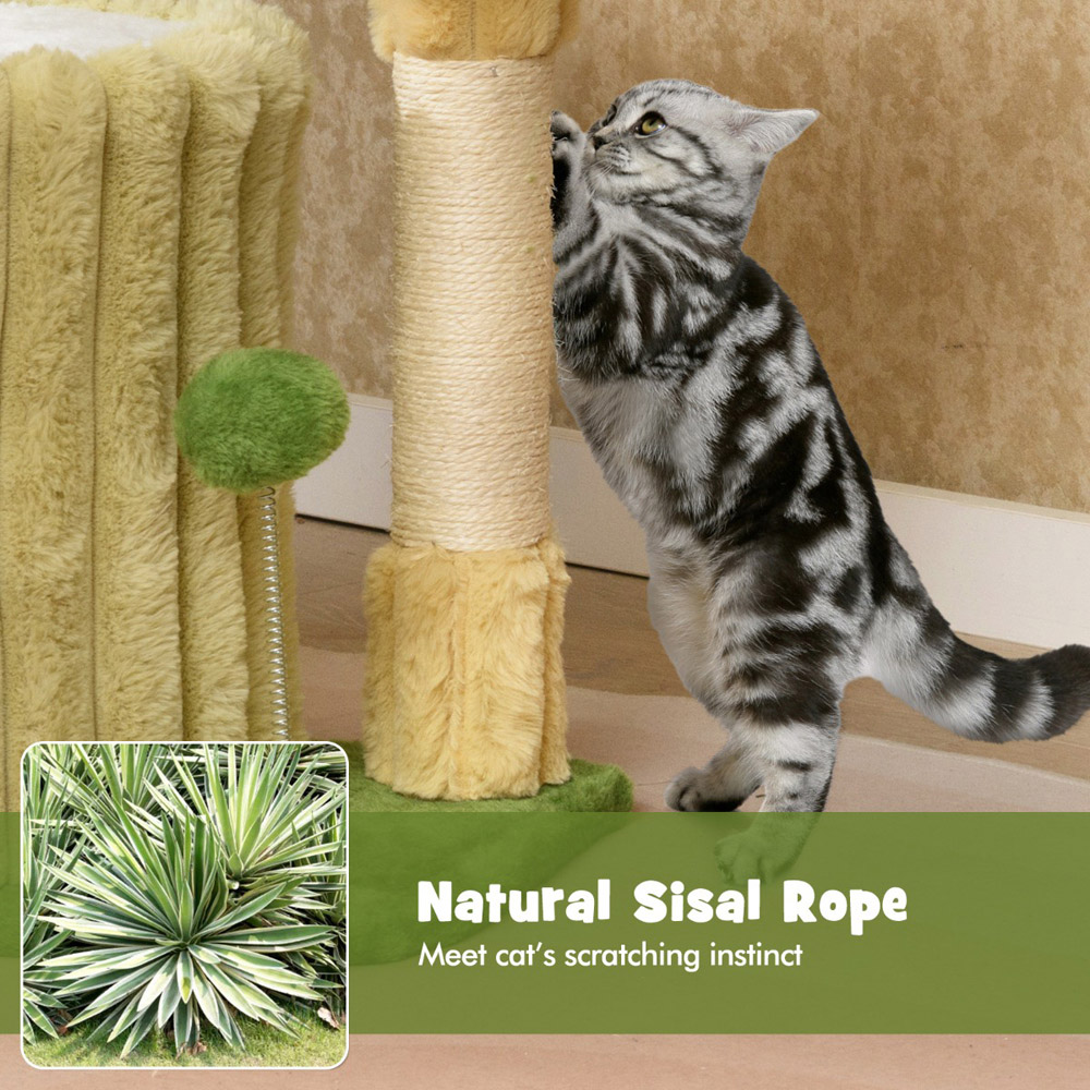 Costway Cat Tree with Sisal Scratching Posts and Padded Perch Image 7