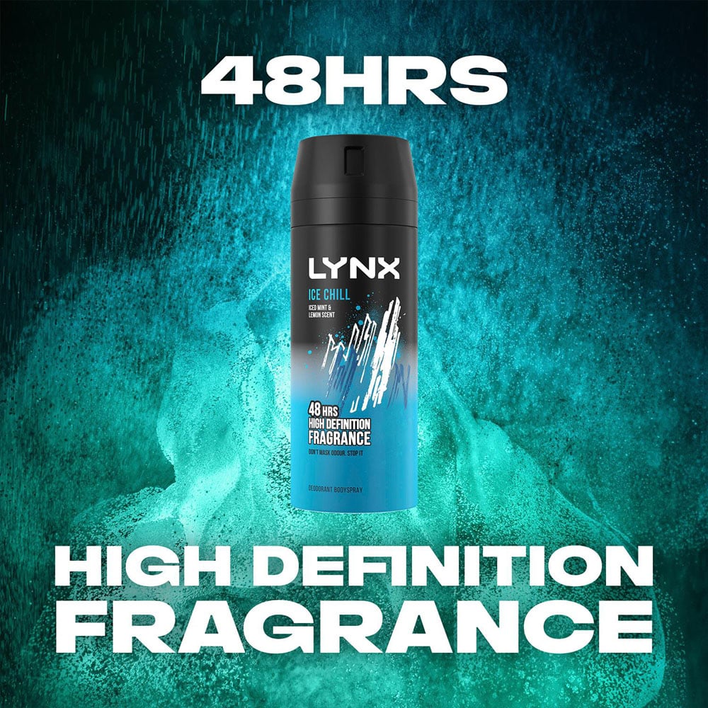 Lynx Ice Chill Iced Mint and Lemon 48H Protection Deodorant Body Spray 150ml 24 Pack Image 4