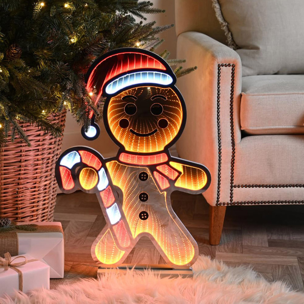 Samuel Alexander Orange and White LED Light Up Gingerbread Man Infinity Christmas Decoration 60cm Image 3