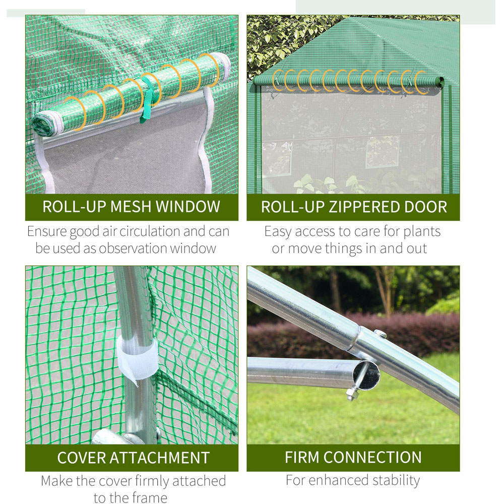 Outsunny Clear Metal Frame 14.7 x 10ft Walk In Polytunnel Greenhouse Image 6