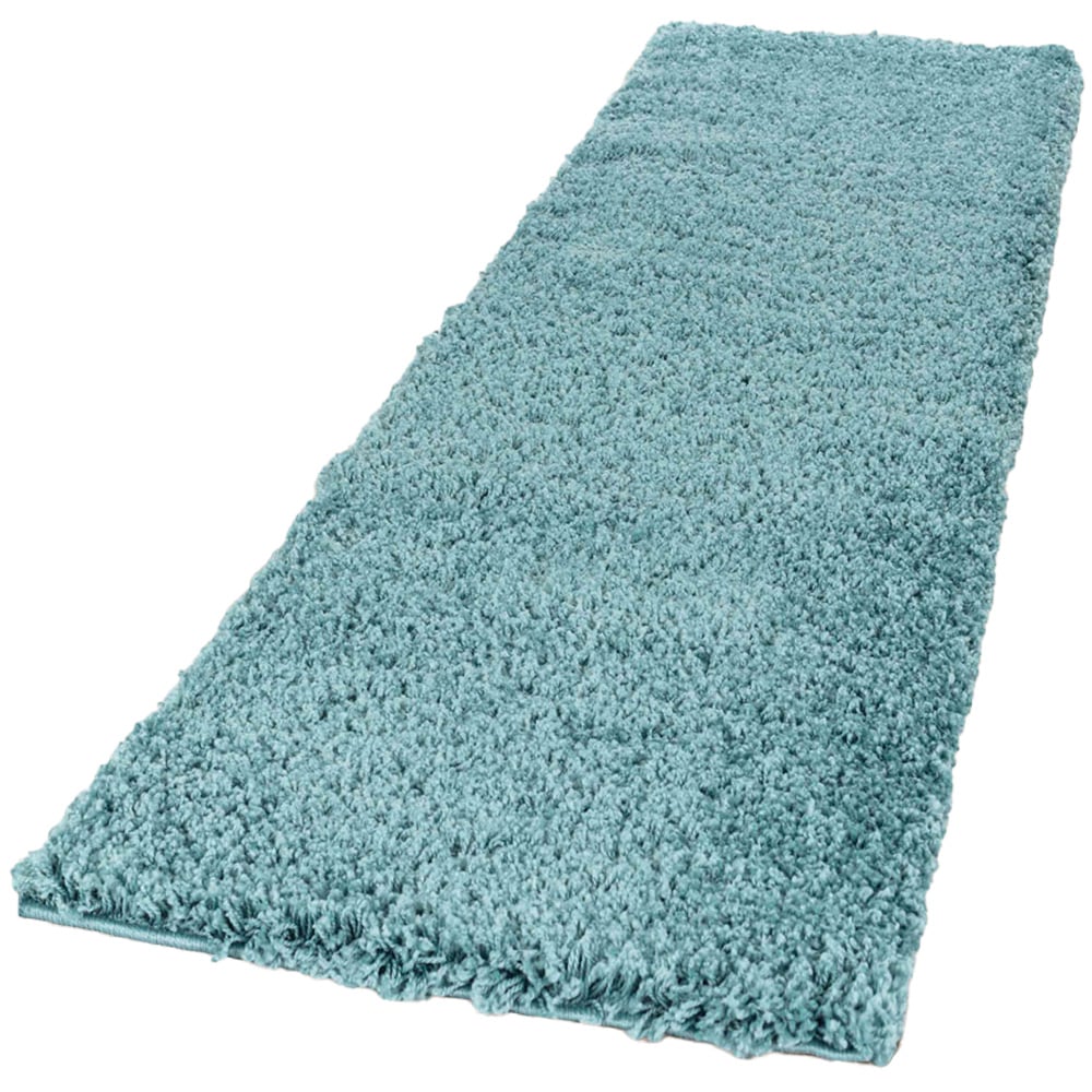 Desire Rugs Oxford Duck Egg Plain Shaggy Runner Rug 60 x 220cm Image 1