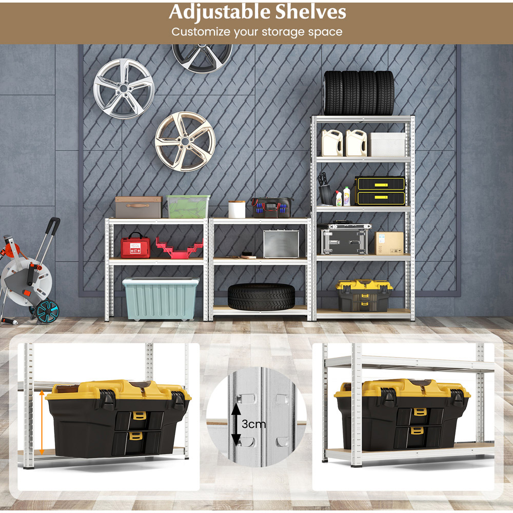 Costway Silver 5 Tier Metal Anti Tipping Shelving Unit Image 7