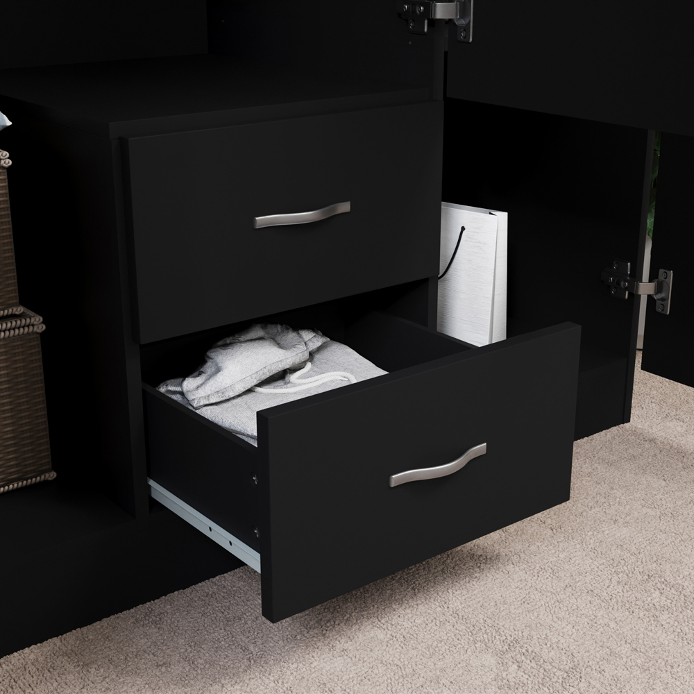 Vida Designs Riano 3 Door 2 Drawer Black Mirror Wardrobe Image 7