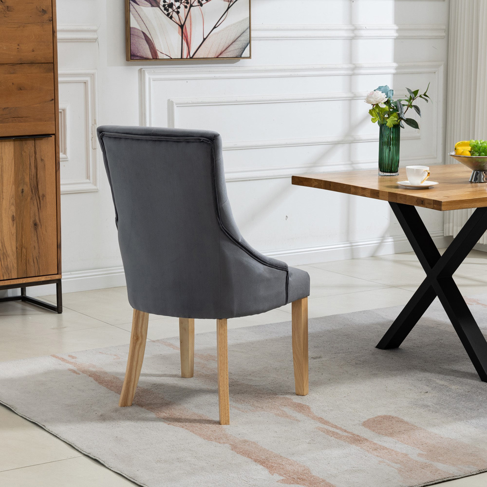Artemis Home Ravenna Set of 2 Grey Velvet Dining Chair Image 5