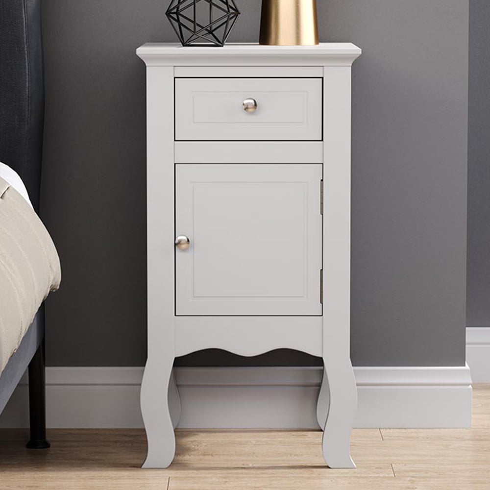 Living and Home Single Door Single Drawer Bedside Table Image 1