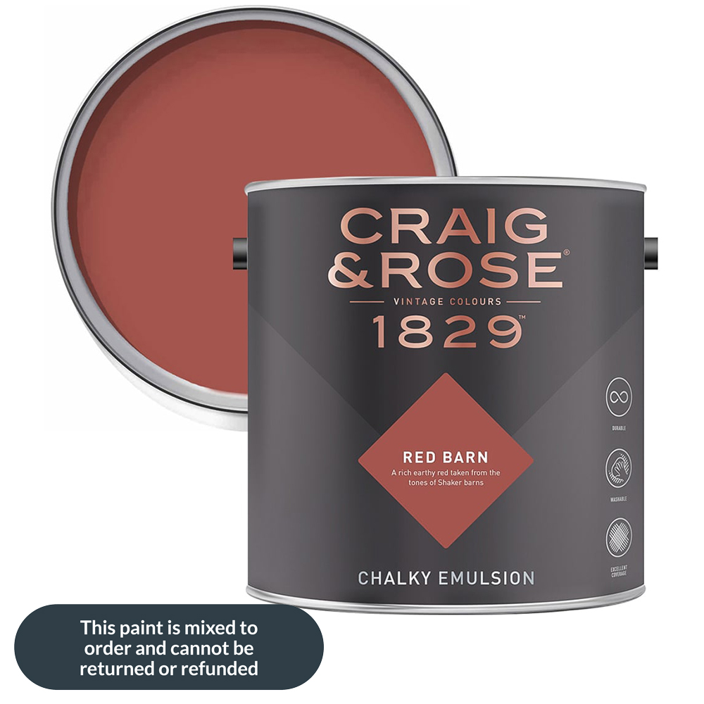 Craig & Rose 1829 Vintage Walls and Ceilings Red Barn Chalky Matt Emulsion Paint 2.5L Image 1