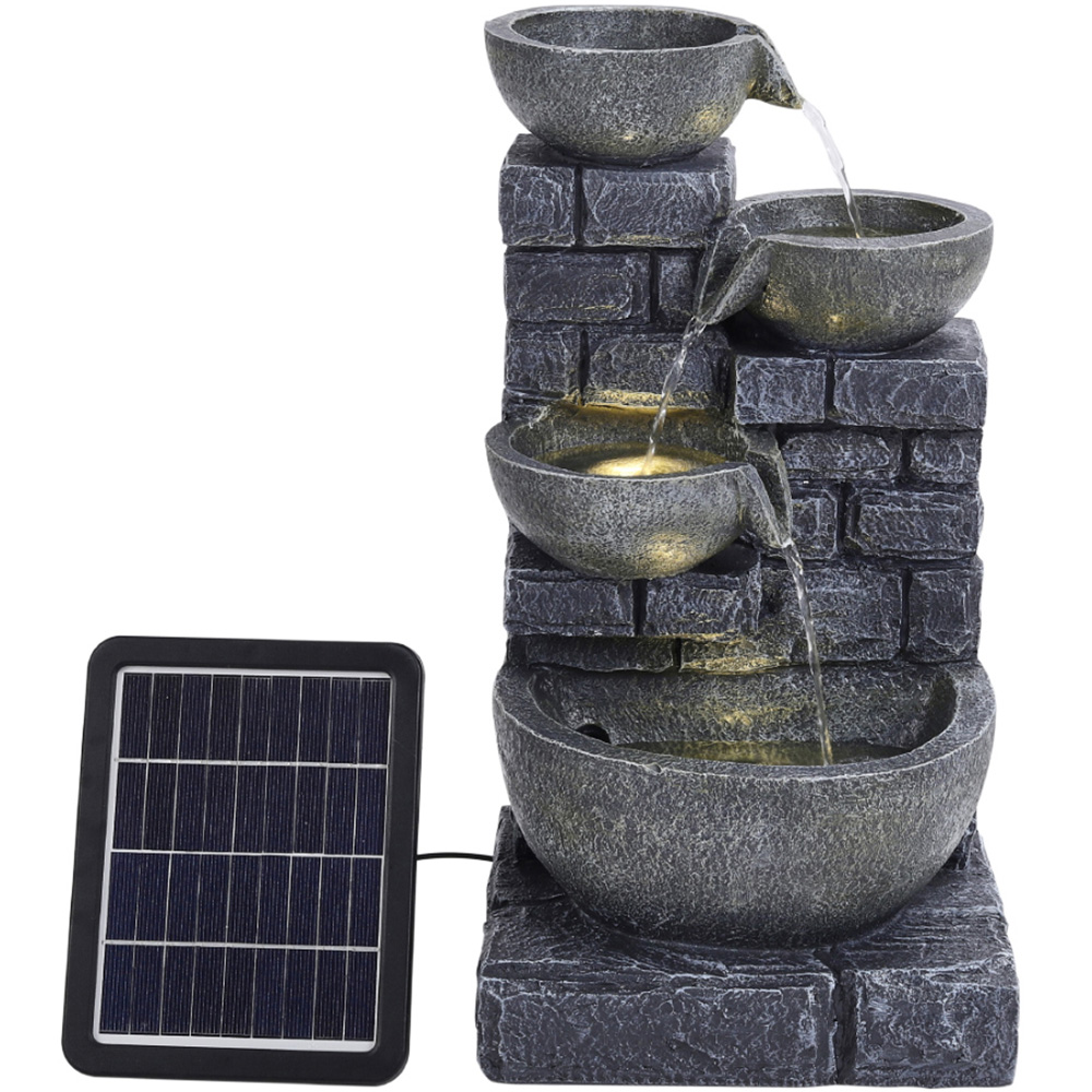 Living and Home Rustic Solar Water Feature with LED Lights Image 2