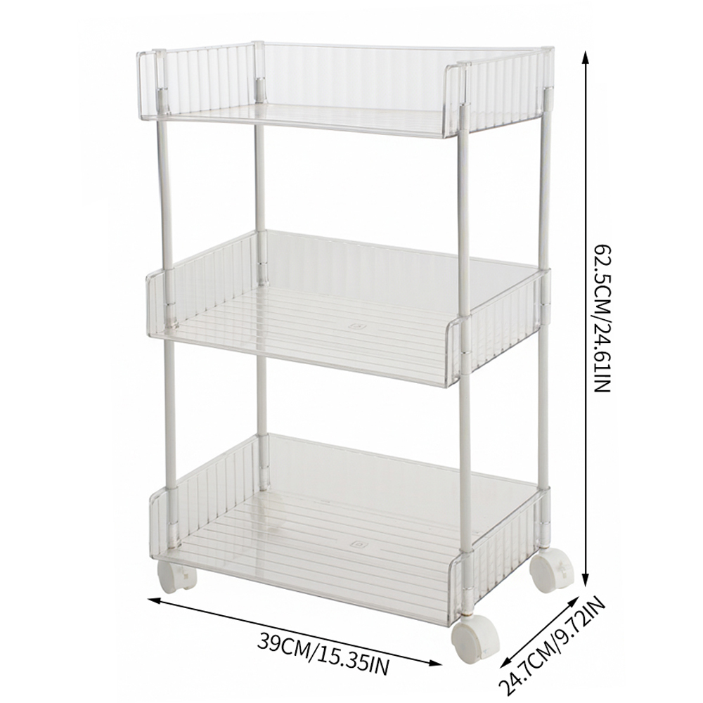 Living and Home 3 Shelf Clear Rolling Storage Cart Image 8