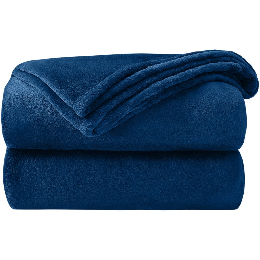 Velosso Navy Flannel Faux Mink Throw 150 x 200cm Image 1