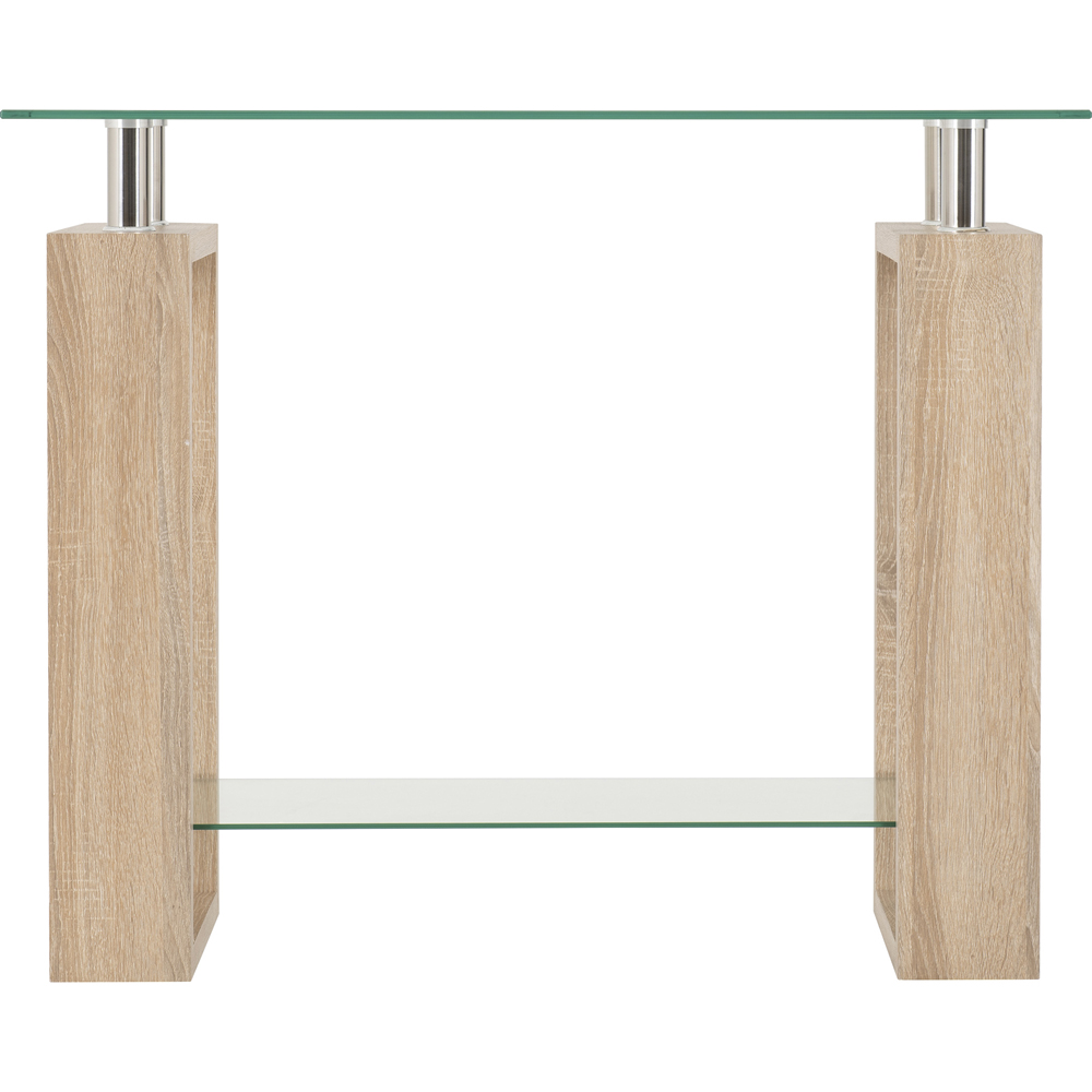 Seconique Milan Light Sonoma Oak and Glass Console Table Image 3