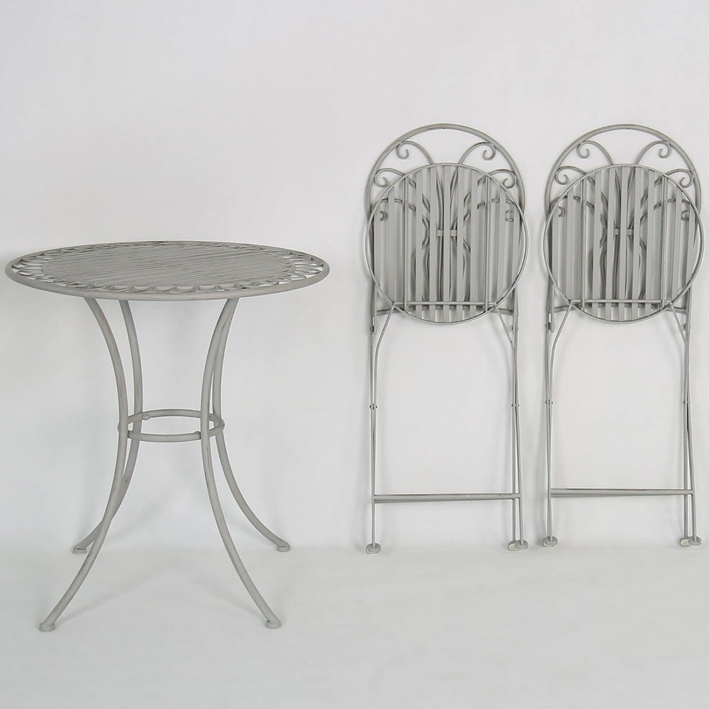 Glamhaus Salerno 2 Seater Bistro Set Antique Grey Image 3