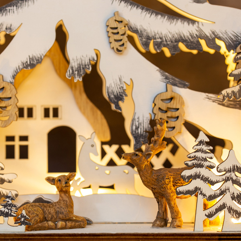 The Christmas Workshop LED Wooden Christmas Tree Forest Scene Decoration Image 3