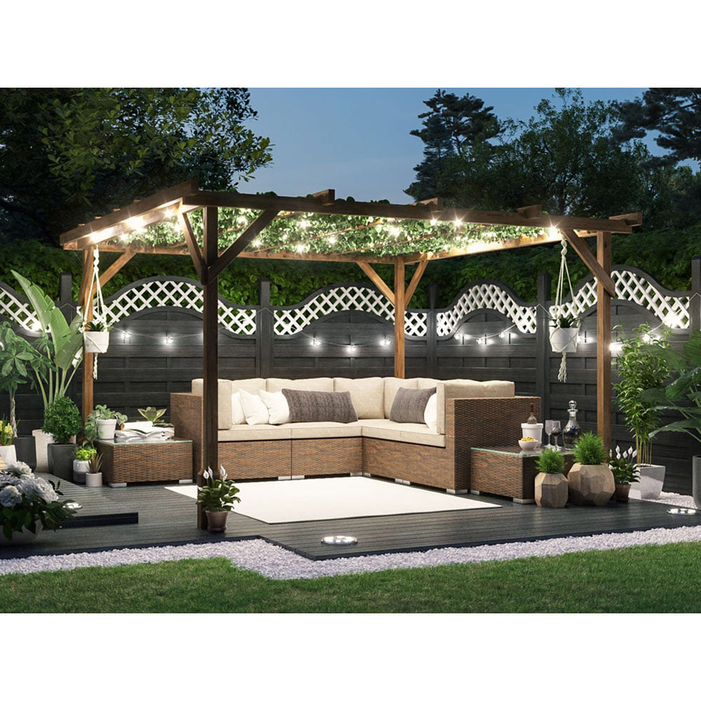 Dunster House Utopia 3 x 3m Brown Wooden Plant Frame Pergola Image 3