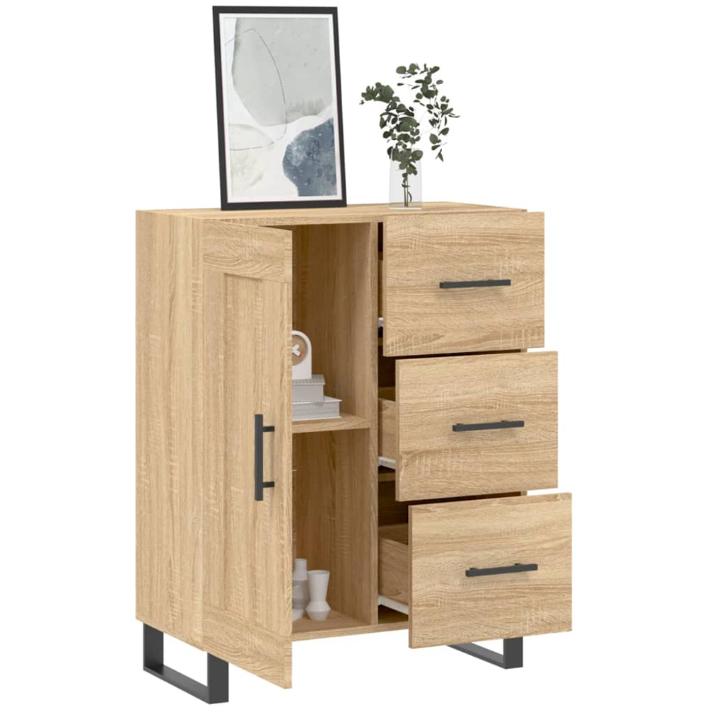vidaXL Single Door 3 Drawer Sonoma Oak Sideboard Image 4