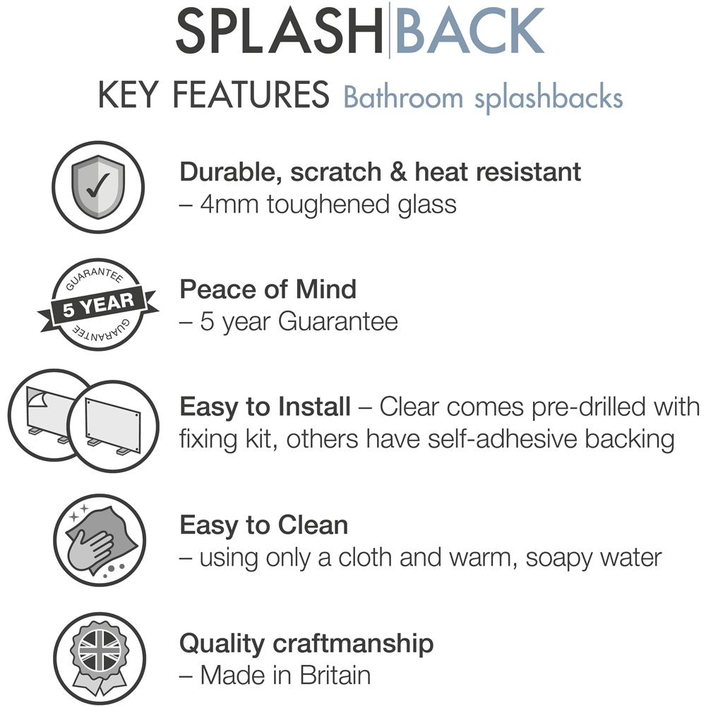Pearl Shimmer Glass Bathroom Splashback 500 x 250 x 4mm Image 5