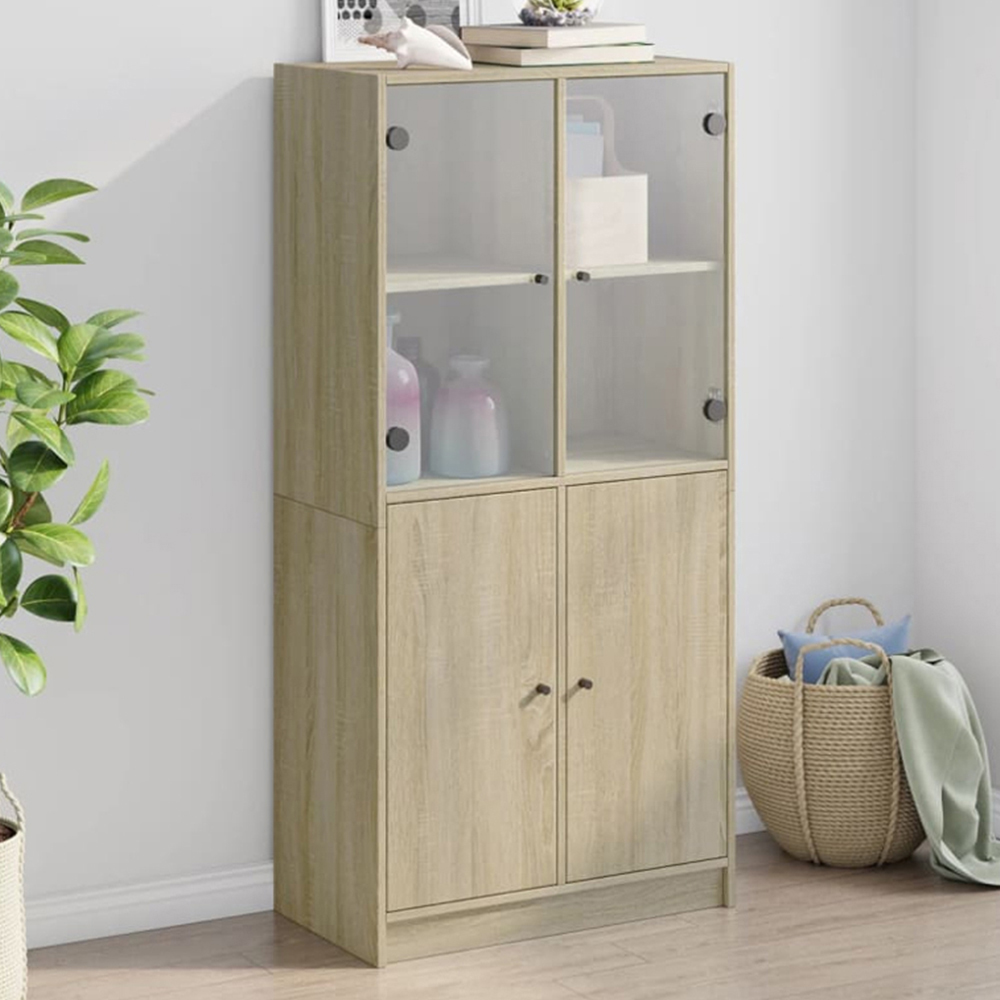 vidaXL 4 Door Sonoma Oak Highboard Image 1