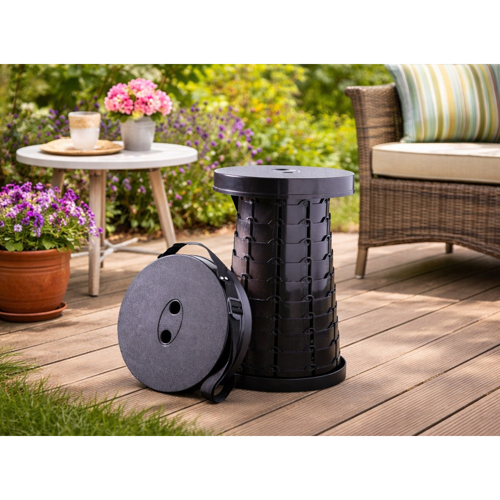 Avilo Black Adjustable Pop-Up Telescopic Stool with Carry Bag Image 5