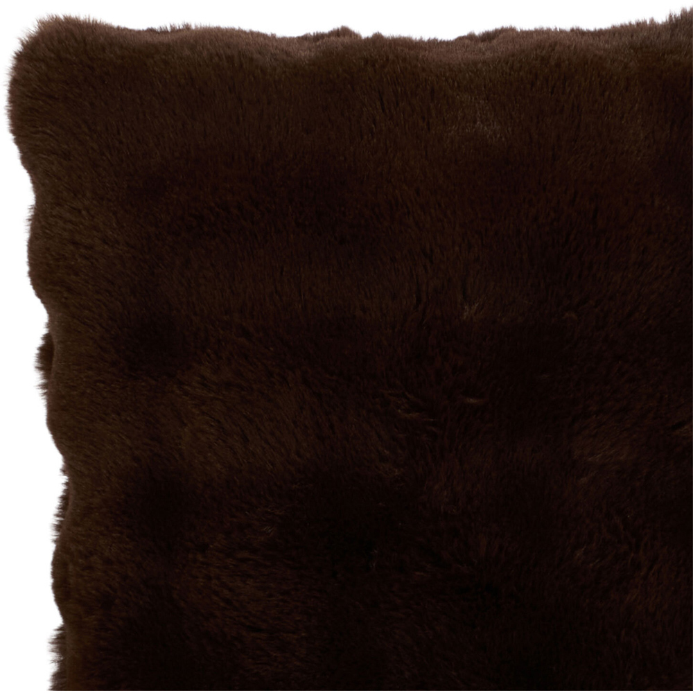 Meribel Plush Faux Fur Cushion Chocolate Image 4
