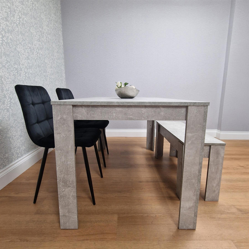 Kosy Koala 4 Seater Velvet Dining Bench Set Stone Grey Effect and Black Image 4