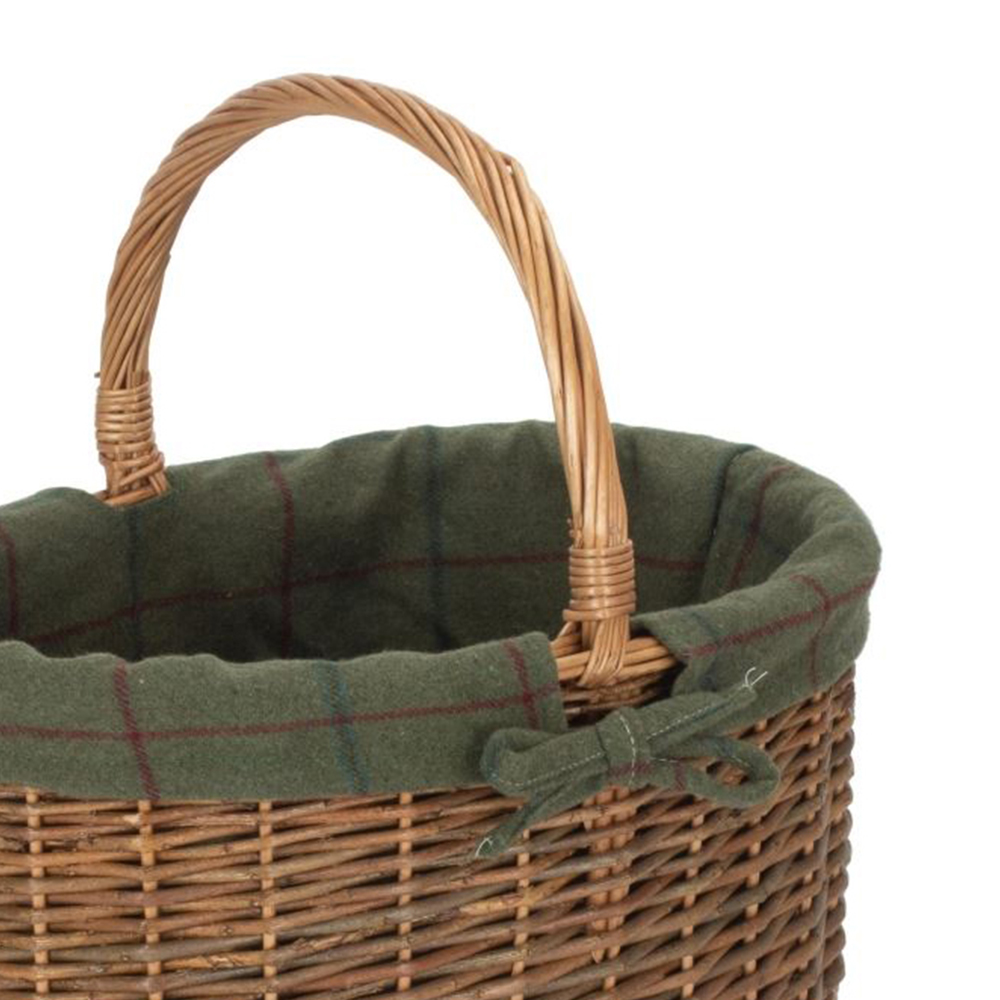 Red Hamper Large Country Oval Green Tweed Lined Wicker Shopping Basket Image 3