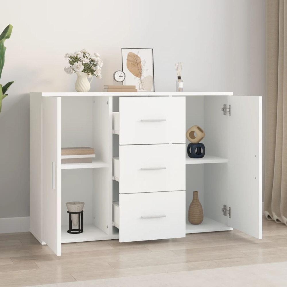 vidaXL 2 Door 3 Drawer White Sideboard Image 3