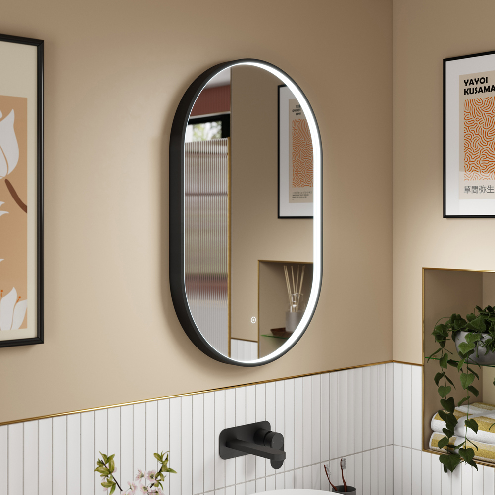 nuie Black Framed LED Touch Sensor Mirror 800 x 500mm Image 2