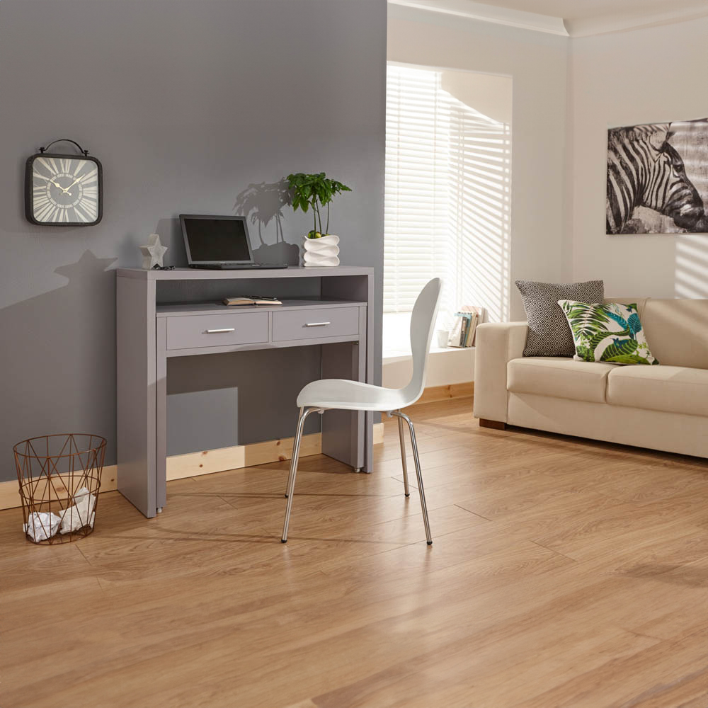 GFW Regis 2 Drawer Grey Extending Console Desk