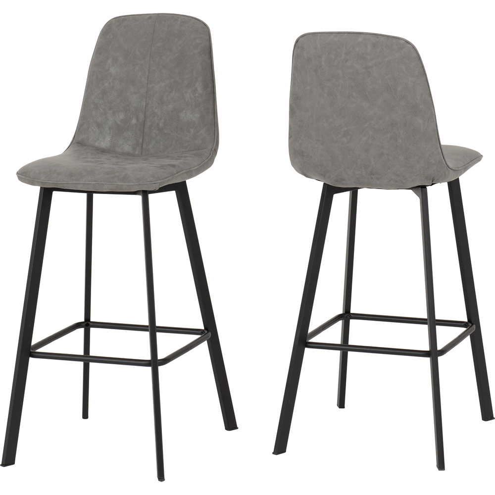 Seconique Quebec Concrete Effect Faux Leather 2 Seater Bar Table Set Black and Grey Image 4