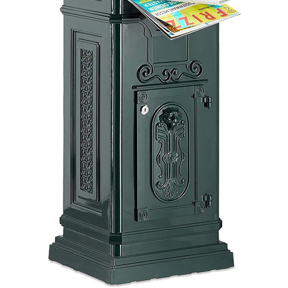 Arboria Garden Decor Green Lion Freestanding Cast Aluminium Post Box Image 3